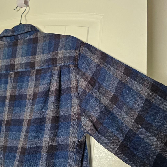 Weatherproof M dark blue, grey, black flannel button down flannel shirt - Picture 12 of 16